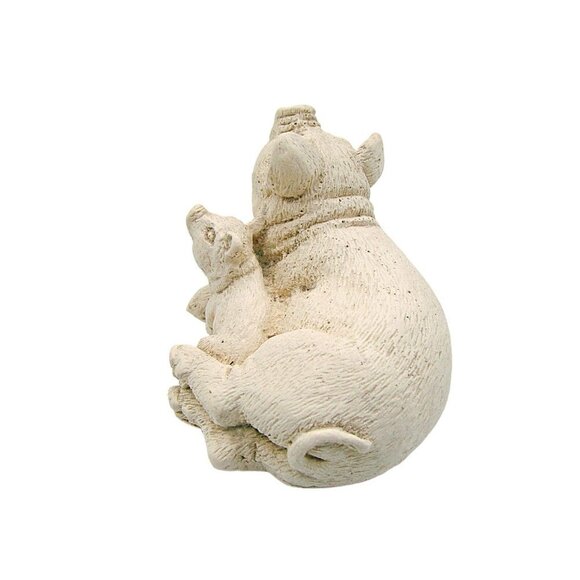 Vintage Stone Critters White Pig Hog w/ Baby Figurine Piglet Farmhouse 2x2" - Picture 3 of 9